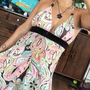 Backless Halter paisley dress